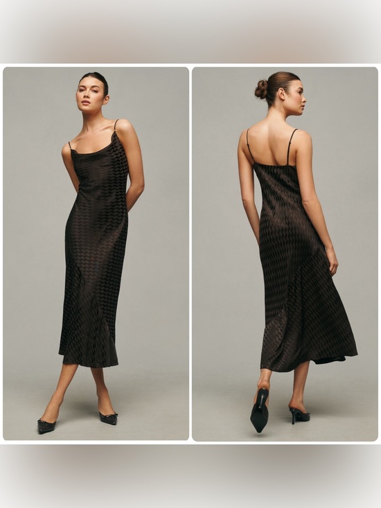 Anthropologie Dresses & Skirts - NWT: Anthropologie Cowl Neck Brown Slip Midi Dress | Size XS
